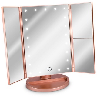 Navaris Kosmetikspiegel Kosmetikspiegel faltbarer Standspiegel - beleuchtet (1-St) rosa 19,12 cm x 6,72 cm