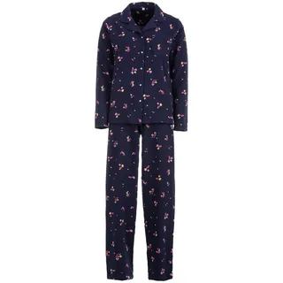 Zeitlos Pyjama Damen Schlafanzug Thermo Langarm Winter Set Blümchen - XL