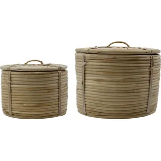 House Doctor Round Aufbewahrungskorb mit Deckel 2 St. 40 x 40 x 30 cm braun