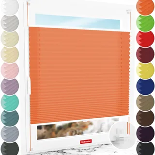 Schuette® Plissee ohne Bohren ● Premium Kollektion: Sunset (Orange) ● 75x150cm (Breite x Höhe) ● Suprafix Faltrollo Klemmfix 2.0 Rollo ● 60 Sekunden Plisseerollo Montage inkl. Video