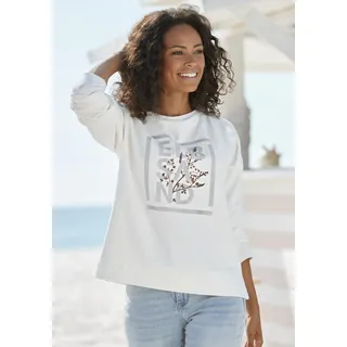 Sweatshirt ELBSAND Gr. XL (42), weiß Damen Sweatshirts mit Frontprint