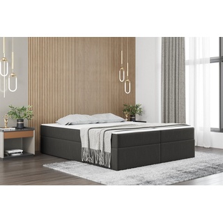 Fun Möbel Boxspringbett Schlafzimmerbett PRIMA 180x220cm Stoff Dunkelgrau inkl. Bettkasten