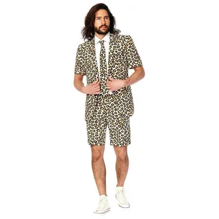 Opposuits Partyanzug Shorts Suit The Jag - Leoparden Kostüm Anzug, Cooler Dress für heiße Tage beige|gelb 48