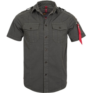 Alpha Industries Basic Shirt Slim S kurzarm (Sale) greyblack, Größe M