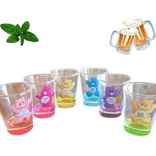 Akayoo glücksbärchi Schnapsgläser, 6-teiliges Set, 1.6 oz, Shot Glasses für Cocktail, Whiskey, Reise, Bar,6 Colored Mini Glass Set Creative, Travel, Bar, Perfect for Parties, Gatherings