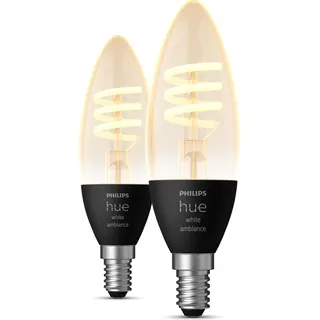 Philips Hue, Leuchtmittel, Filament White Ambiance (E14, 4.60 W, 350 lm, 2 x, G)