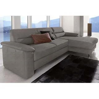 Ecksofa SIT & MORE "Top Ascara L-Form", grau, B:251cm H:85cm T:165cm, NaturLeder, Luxus-Microfaser (100% Polyester), Sofas, inklusive Boxspring/Federkern-Polsterung, komfortablem Federkern