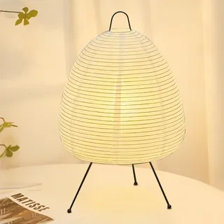 GOMETY Papier Tischlampe, 28X47CM Kreative Reispapier Lampe, Nachttischlampe Stehlampe Papier Dekorative Tischlampe Minimalistische Art Stimmungslicht für Wohnzimmer Schlafzimmer Restaurant(Weiß)