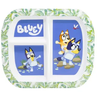 Storline Frühstücksteller Bluey rechteckig Teller mit 3 Fächern, Mikrowellengeeignet
