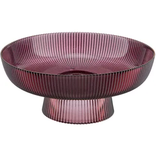 Schale "Deko Glasschale geriffelt mit Goldrand, 20 oder 26cm", lila (aubergine), H:9cm Ø:26cm, Glas, LEGER HOME BY LENA GERCKE, Schüsseln, Schale, mit Standfuß