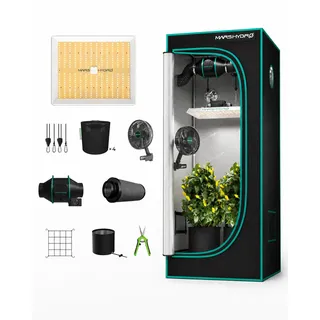 Mars Hydro Wachstumszelt Komplettset 150W LED 80 x 80 x 120 cm Transparent