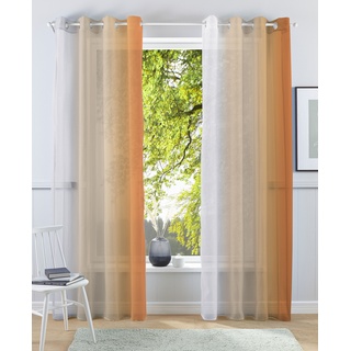 Gardine MY HOME "Valverde" Gardinen Gr. 265 cm, Ösen, 144 cm, orange Ösen Gardine Vorhang, Fertiggardine, Farbverlauf, transparent
