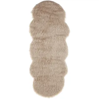 Beliani Mamungari Hochflorteppich 60 x 180 cm Beige