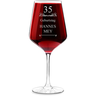 Maverton Rubin XL Weinglas mit Gravur - 530 ml - Wein Glas personalisiert - Rotweinglas Weißweinglas - Geschenk für Männer zum Geburtstag - Männergeschenke - Verzierung