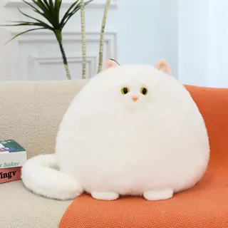 Katze Kuscheltiere niedliche Katze Plüsch Kissen Katze Plüschie Kuscheltier Ausgestopftes Tier Plüsch Dekokissen Geschenke für Kinder Geburtstag Weihnachten (30cm,Weiß)