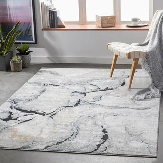 livabliss Berlin Kurzflorteppich 160 x 220 cm Grau/Blau/Elfenbein