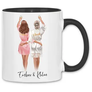 wowshirt Tasse Trauzeugin Personalisiert mit Name Brautjungfer & Braut für Freundinnen Brautjungfern & Brautparty, Farbe:White - Black