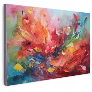 LEINWANDBILD Ölgemälde - Kunst - Abstrakt - Farbenfroh XXL 150x100 cm