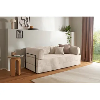 homsy by ana johnson Schlafsofa HOMSY BY ANA JOHNSON "Folda Dauerschläfer, B: 206 cm, Liegefl. 181x198 cm", hellbeige, B:206cm H:72cm T:94cm, Sofas, Schlafsofa, mit Bett-/Schlaffunktion, inkl. 1x Zierkissen, Tonnentaschenfederkern