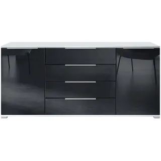 Vladon Linio V2 166,5 x 75,5 x 35 cm Weiß matt / Schwarz Hochglanz