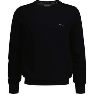 GANT Herren Pique-Strickpullover, Rundhals - COTTON PIQUE C-NECK, Baumwolle Schwarz / 4XL
