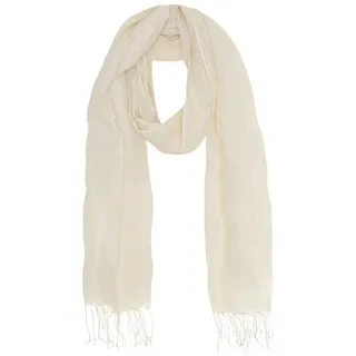 Bovari Schal Leinen Schal für Damen und Herren aus 100% Leinen, - leicht und atmungsaktiv – Ganzjahres-Schal – Fransen-Schal beige|weiß