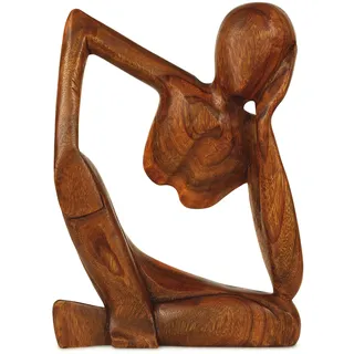 G6 Collection Abstrakte Skulptur aus Holz, handgefertigt, 20,3 cm, Denkender Mann 2, Heimdekoration, dekorative Figur, Akzentdekoration, handgeschnitzte Denkerstatue, Denkender Mann 2