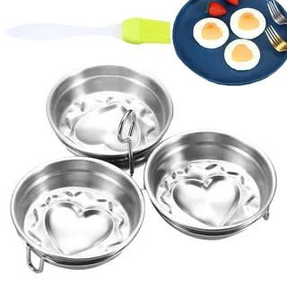 Pochierte Eierbecher, Edelstahl-Eierpochierer, antihaftbeschichtet, Eierkocher mit Gestell, Mikrowellen-Eierkocher, Spiegelei-Pfannkuchenform, Eierpochier-Pfannen-Set, einfach pochierte Eier,