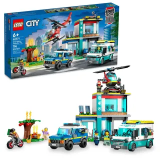 LEGO City Emergency Vehicles HQ 60371 - Feuerrettungshubschrauber Spielzeugset, Krankenwagen, Motorrad und Polizeiauto Spielzeug, Geschenk für Kinder, Jungen & Mädchen ab 6 Jahren