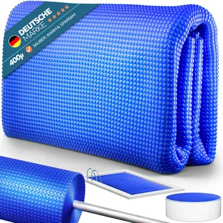 poolomio Solarfolie, Premium-Poolabdeckung, Solarplane 400 mμ als Poolheizung, Poolfolie für rechteckigen Pool 7 x 3,5 Meter
