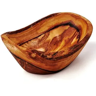 DAS OLIVENHOLZBRETT® Schälchen aus Olivenholz, oval mit naturbelassenen Rand und Rinde soweit möglich 12cm