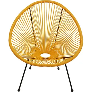 Kare Design Sessel Acapulco, Orange, Indoor und Outdoor Stuhl im Retro-Design, Gartenstuhl, Relaxsessel für Balkon, Garten, Terrasse, Schwarzes Stahlgestell, 85x73x78 cm (H/B/T)