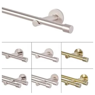 MDEKOR Vorhangstange mit Endkappen 1-läufig Ø 16 mm 160 cm Silber
