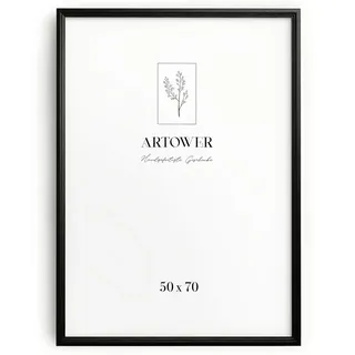 Artower® Bilderrahmen Vintage Schwarz Holz Rahmen für 50 x 70 cm | Posterrahmen Groß für Collage | Picture Frame Vintage Black Wood 50x70 cm | Retro Schmal Bilderrahmen | Schwarz Poster Rahmen