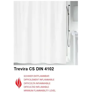 spirella Duschvorhang SECURITAS Breite 240 cm, Premium Textil-Duschvorhang, 100% Polyester, schwer entflammbar Trevira© CS DIN 4102 Brandschutznorm B1, Made in Europe, wasserabweisend, Anti-Schimmel-Effekt, waschbar 40°, Farbe weiß, Größe 240 x 180 cm weiß 240 cm x 180 cm
