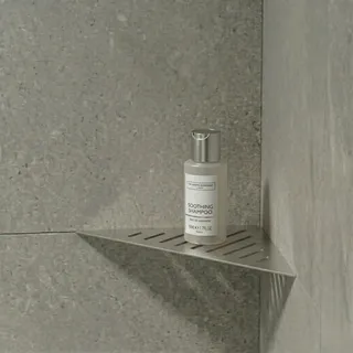 Eviso Slim-Fit Duschablage für die Fuge | Eckregal aus Edelstahl AISI 304 rostfrei | Montage ohne Bohren | Modernes Design für Dusche & Bad | Smart-Drain & Safe-Edge Technologie