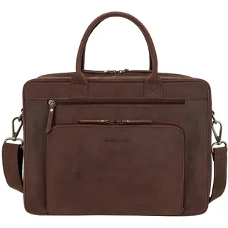 Marc Peter® Hamilton Businesstasche Herren Leder 15,6 Zoll | Leder Laptoptasche | Groß Aktentasche Umhängetasche aus Hunter Braun Buffleder