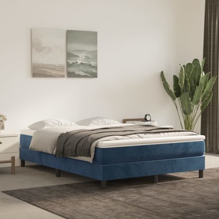 The Living Store Boxspringbett Dunkelblau 140x190 cm Samt