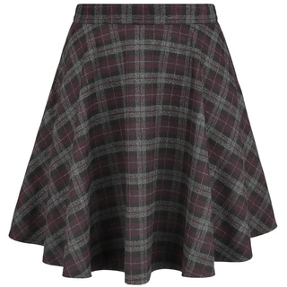 Banned Retro Kurzer Rock - Rock Check Flared Skirt - XS bis 4XL - für Damen - Größe XS - grau/lila - XS