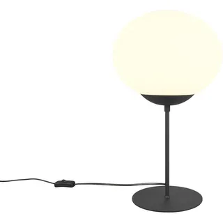 TRIO Leuchten LED Nachttischlampe, Dimmfunktion, LED wechselbar, Warmweiß, Groß-e schöne Retro Tischbeleuchtung mit Glas-kugel, Höhe 52cm schwarz
