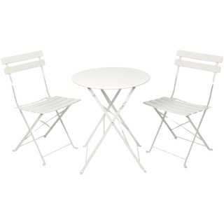 Albatros Bistroset 3-teilig Weiß Bistrotisch mit 2 Stühlen klappbare Stühle und Tisch aus robustem Metall optimal als Balkonmöbel Set oder Gartenmöbel