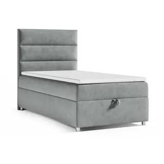 Best For Home Boxspringbett mit Bettkasten Trinity K4-Single Bonellfederkern inkl. Topper Grau, Textil, Höhe ca. 18 cm, Rechteckig, 90x200 cm, Schlafzimmer, Betten, Boxspringbetten