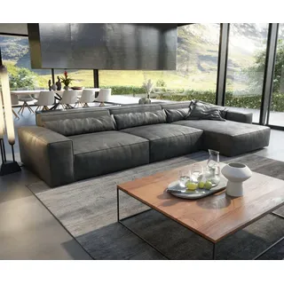DeLife Ecksofa Sirpio XL 370x170 cm Mikrofaser Vintage Anthrazit - Grau