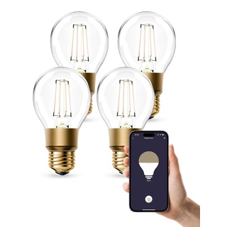 Refoss WLAN Glühbirne E27, Dimmbare LED Glühbirne Vintage, Warmweiß, 6W (Äquivalent zu 60W), A19 Smart Edison Bulb, Kompatibel mit Alexa und Google Assistant, Kein Hub Erforderlich