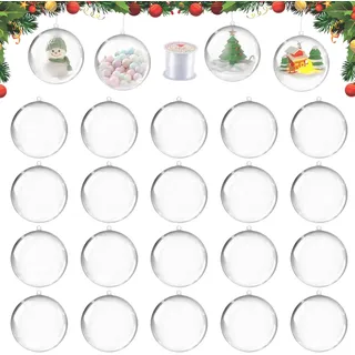 8 Cm Große, Durchsichtige, Befüllbare Weihnachtskugeln, 20 Stück Von Dellyy, Durchsichtige, Befüllbare Weihnachtskugeln, Diy-weihnachtskugel Aus Kunststoff Mit 50 Metern Schnur