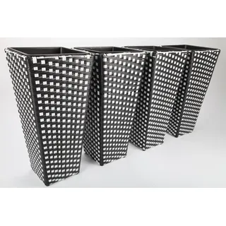 point-garden 4x Blumenkübel Pflanzkübel Pflanzgefäß Blumentopf Polyrattan