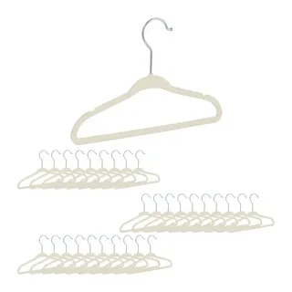 Relaxdays 150 x Kinderkleiderbügel Samt beige Beige,Silber