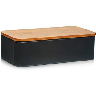 Zeller Brotkasten mit Bamboo Deckel 42,5 cm matt schwarz