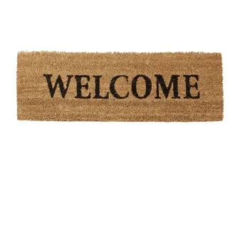 Relaxdays Fußmatte schmal WELCOME Hellbraun,Schwarz