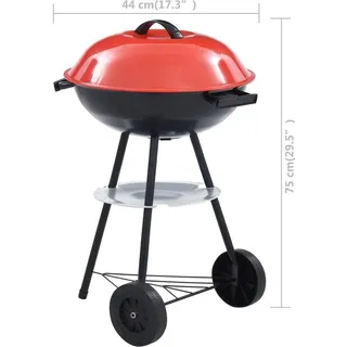 vidaXL Tragbarer Holzkohlegrill XXL mit Rädern 44 cm